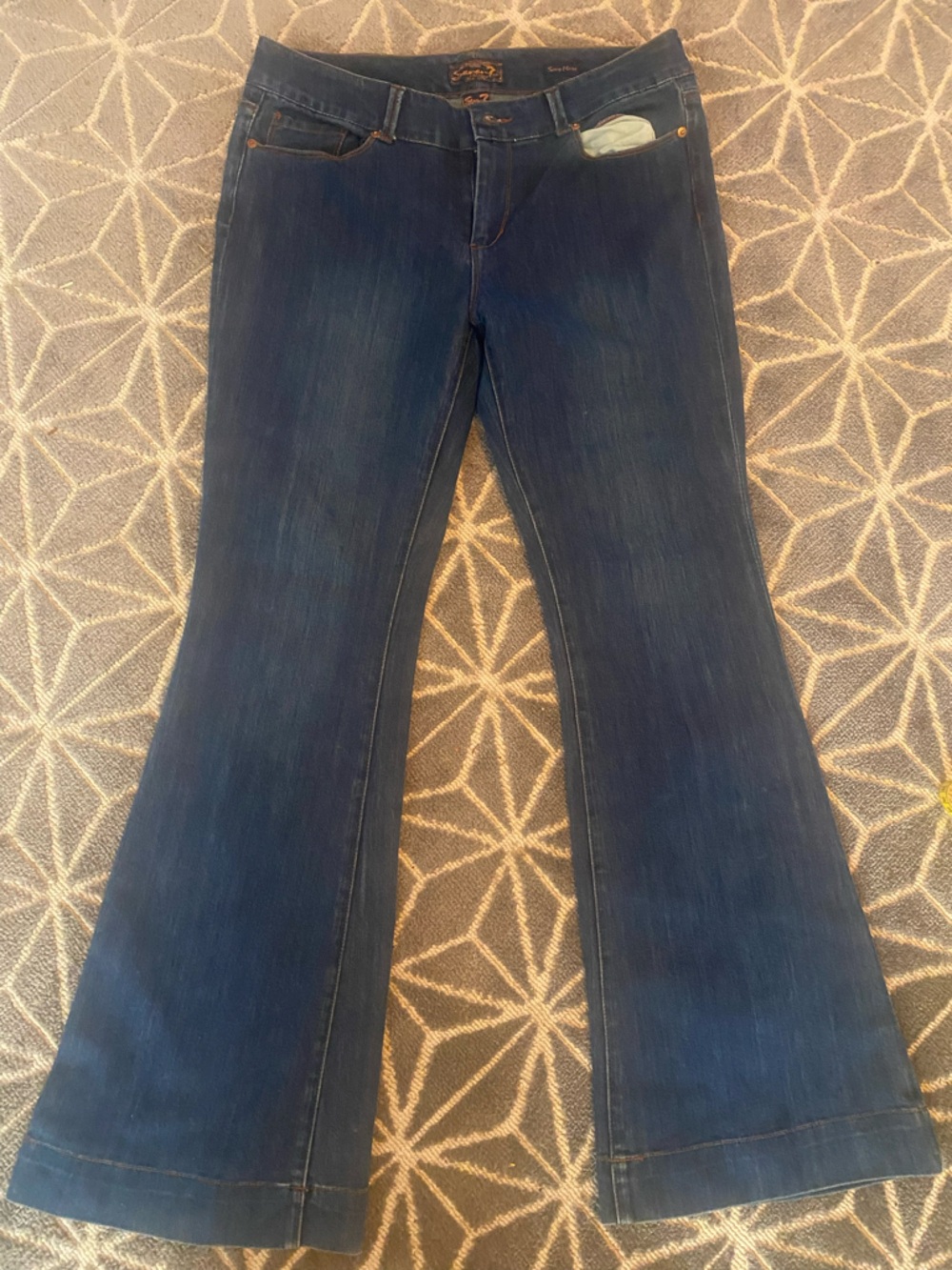 Seven7 Women's Dark Blue Wide Leg Sexy Flare Jeans